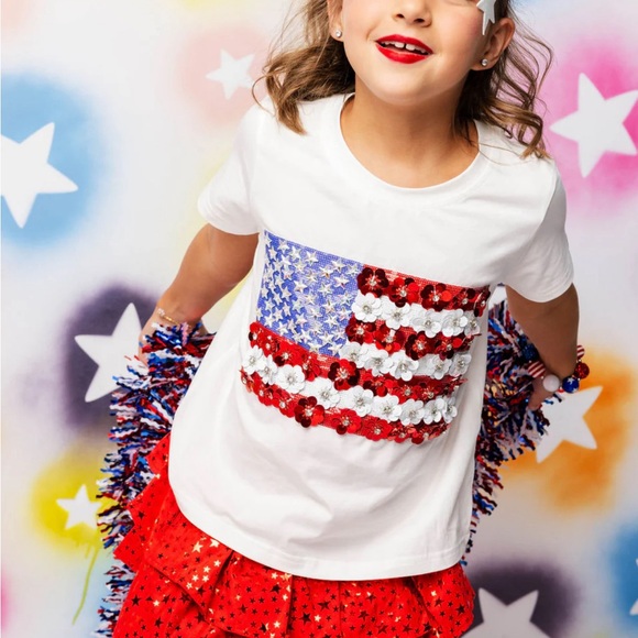 Queen of Sparkles Kids White Flag Tee XXL - Picture 2 of 3